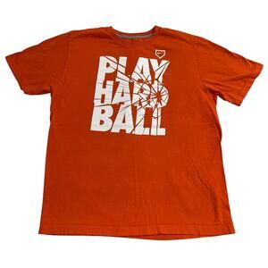 Nike Mens T Shirt Top Play Hard Ball Regular Fit Short Sleeve Orange White Large